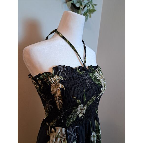 Women's Fairy Dress in Orchid Palms Black Bahama Beach Cover Sz M - Picture 3 of 5